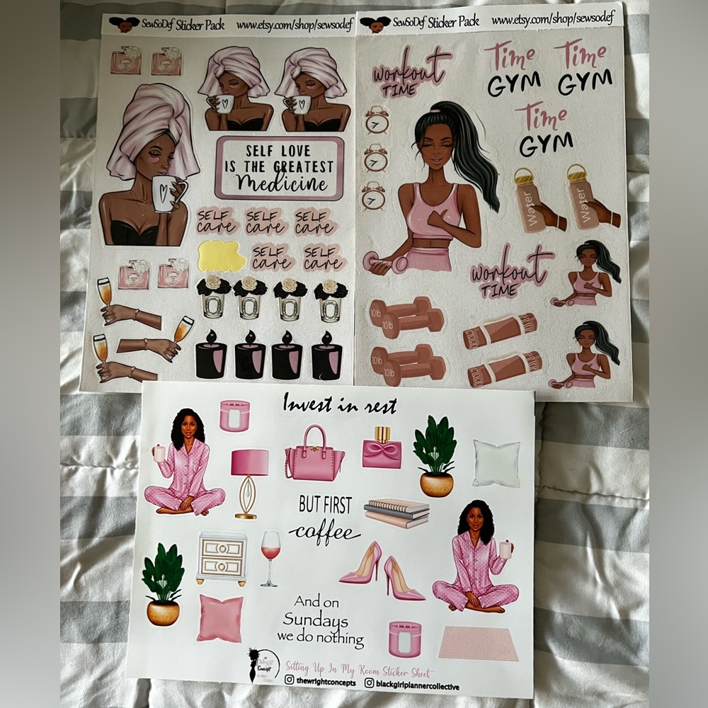 Assorted self-care stickers